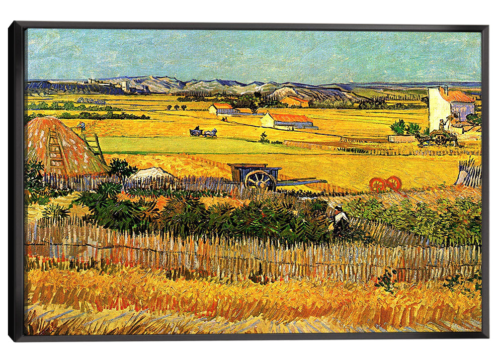 Harvest at La Crau with Montmajour in the Background Canvas Art