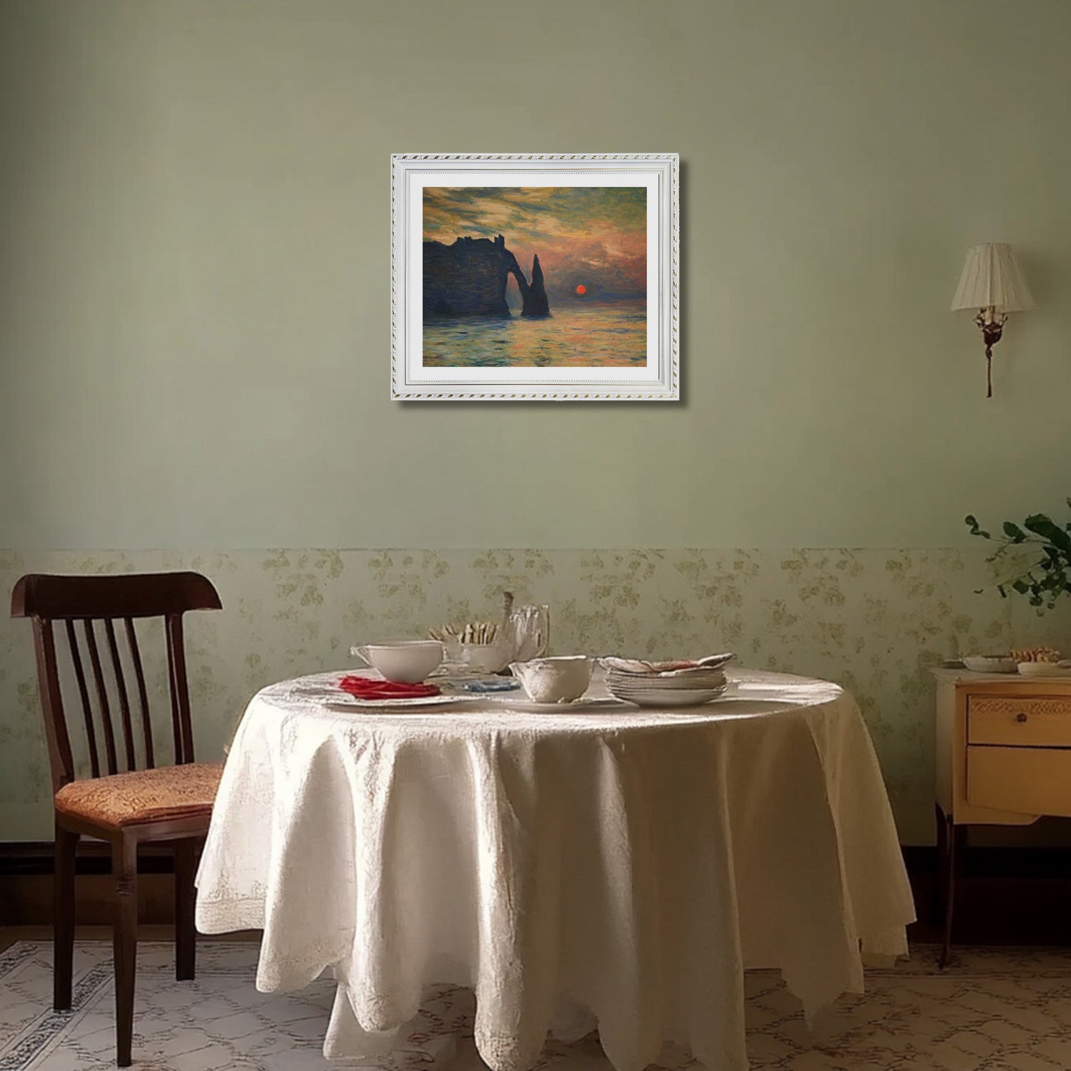 Claude Monet Wall Art The Cliff Tretat Sunset Poster Framed