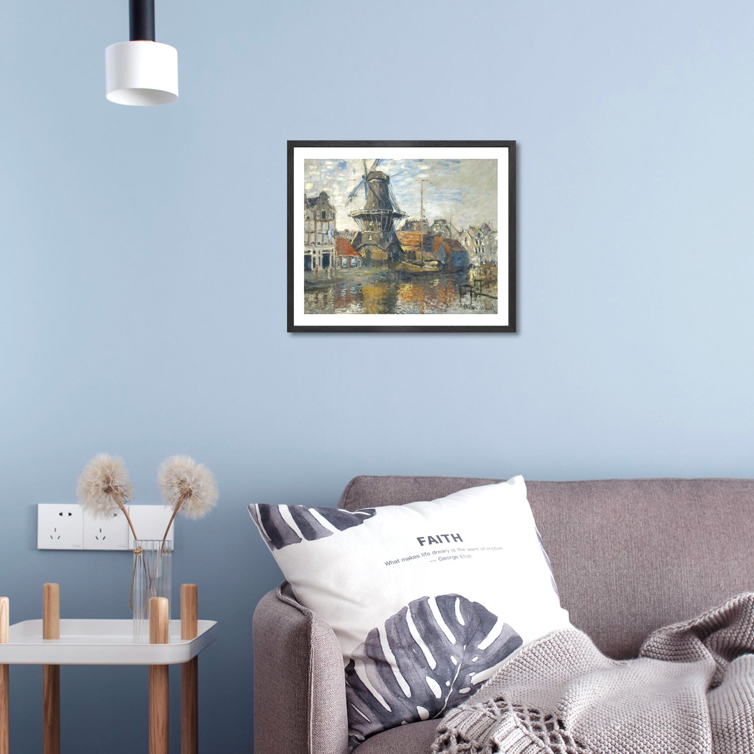 Claude Monet Wall Art The Windmill On The Onbekende Canal Amsterdam Poster Framed