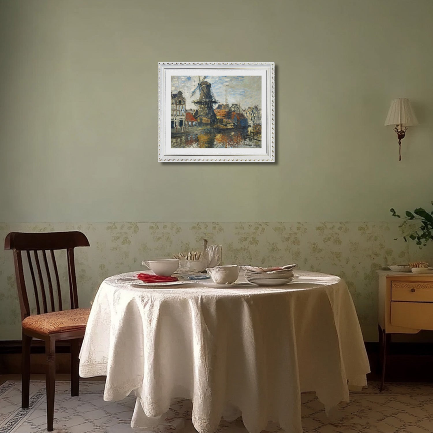 Claude Monet Wall Art The Windmill On The Onbekende Canal Amsterdam Poster Framed