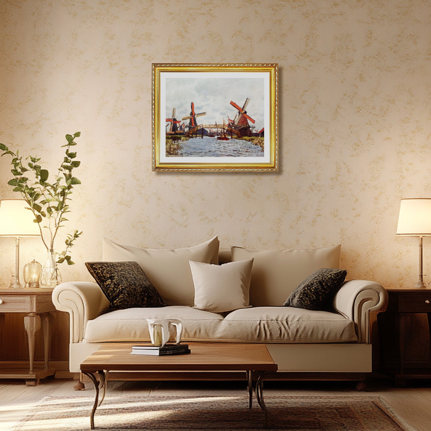 Claude Monet Wall Art Windmills Near Zaandam Poster Framed