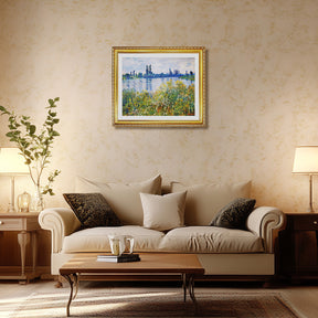 Claude Monet Wall Art Flowers On The Banks Of Seine Near Vetheuil Poster Framed